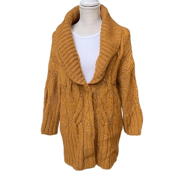 Ann Taylor Loft Alpaca Chunky Cable Knit Medium Length Cardigan Sweater Size: M - Picture 1 of 10